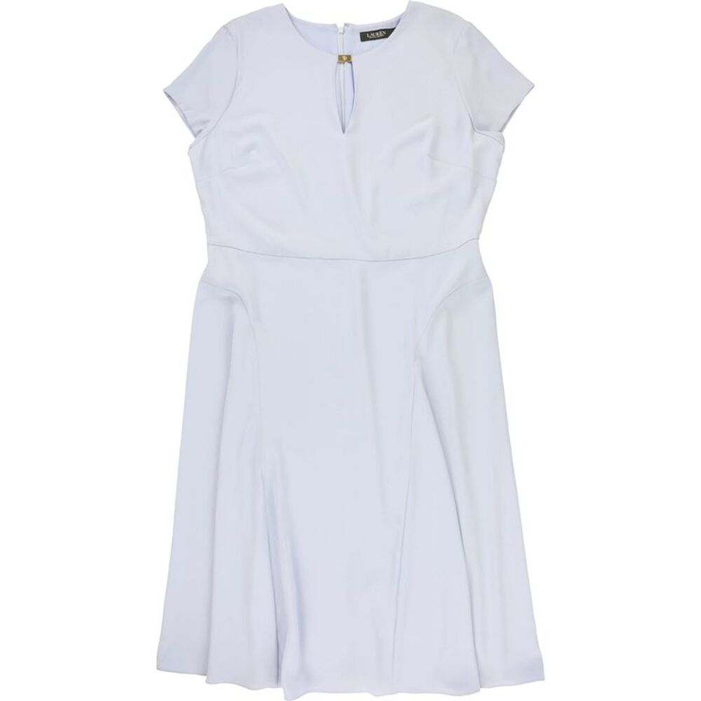 Ralph Lauren Womens Belted Georgette Fit & Flare Dress, Blue, 16, DM